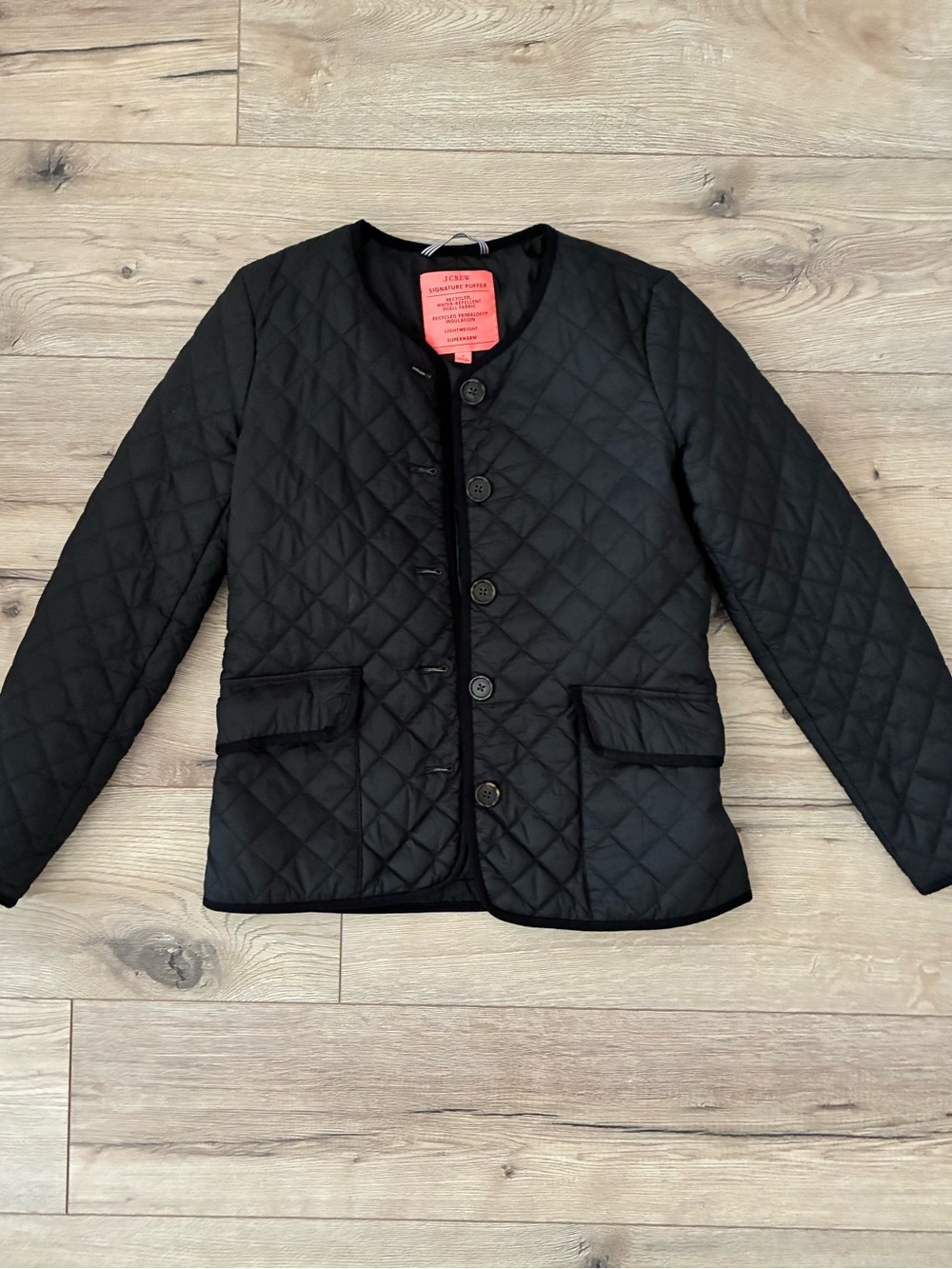 J.Crew Signature Puffer Quilted PrimaLoft Jacket Black Size 0